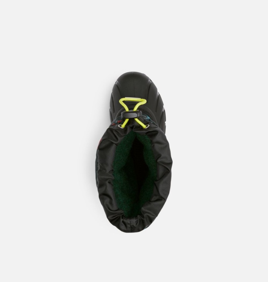 Schwarz-schwarzer Kinderstiefel Mit Flury-print Sorel Switzerland