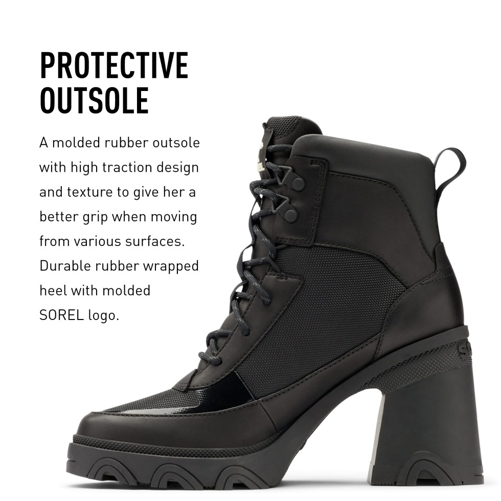 Black-chalk Damen Brex Heel Lace Boot Wasserdichter Lederregenstiefel Sorel Schweiz