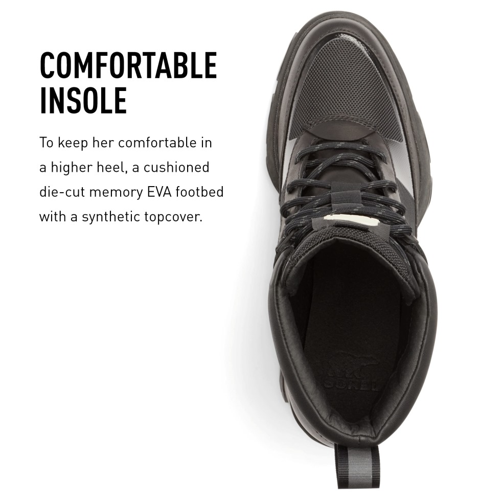 Black-chalk Damen Brex Heel Lace Boot Wasserdichter Lederregenstiefel Sorel Schweiz