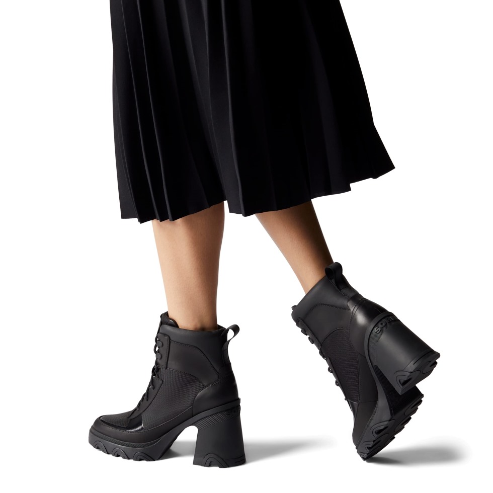 Black-chalk Damen Brex Heel Lace Boot Wasserdichter Lederregenstiefel Sorel Schweiz