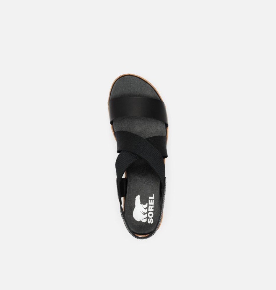 Black Sorel Switzerland Cameron Flatform Slingback Keilsandale Für Damen