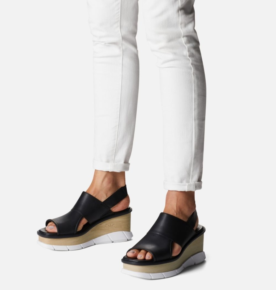 Schwarz-weiß Sorel Switzerland Joanie Iii Damen-slingback-keilsandale