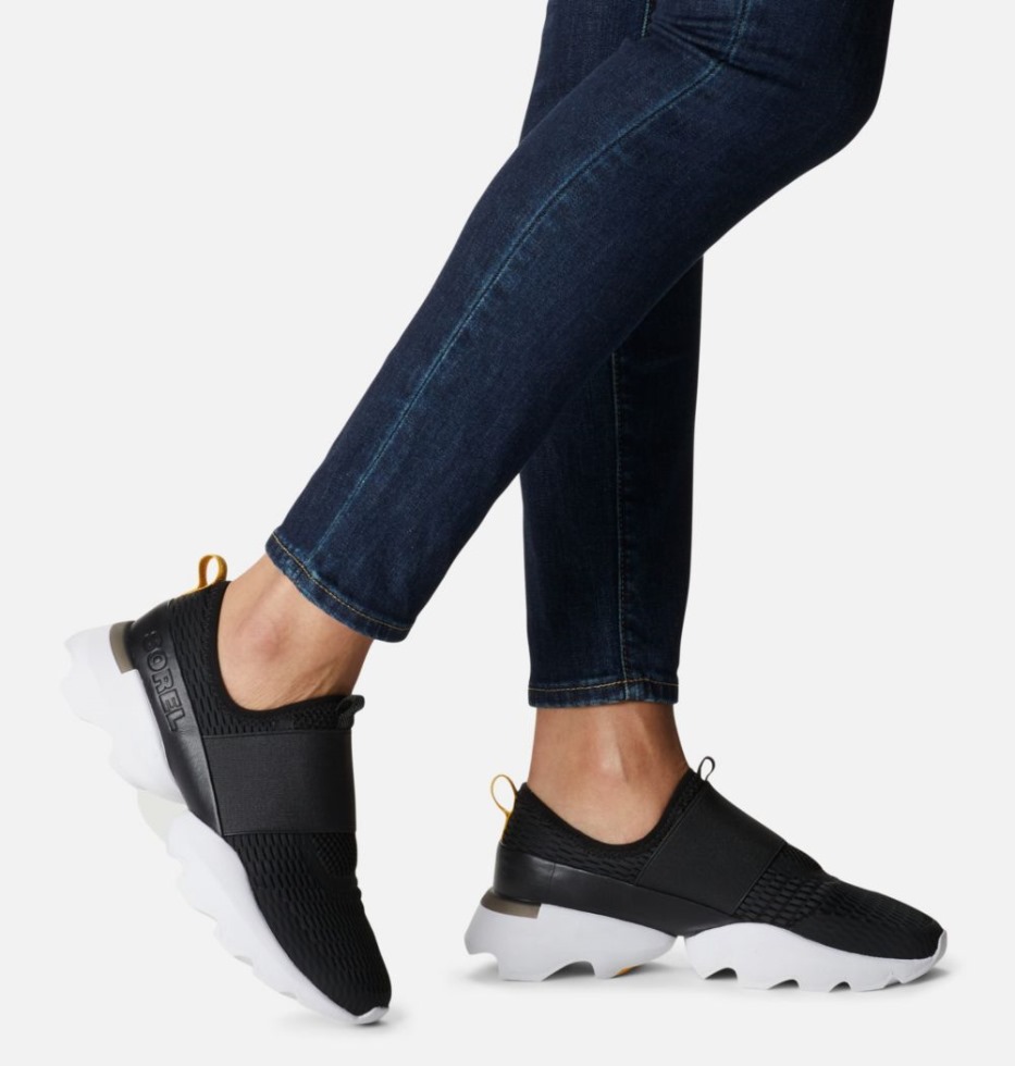 Schwarz-weißer Sorel Switzerland Kinetic Impact Riemensneaker Für Damen