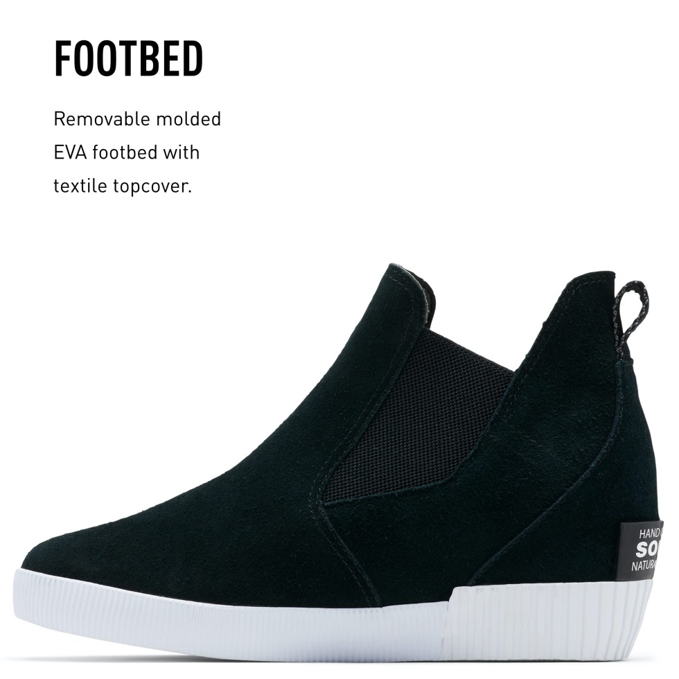 Schwarz Weiß Sorel Schweiz Frauen Out 'n About Slip-on Keilstiefel