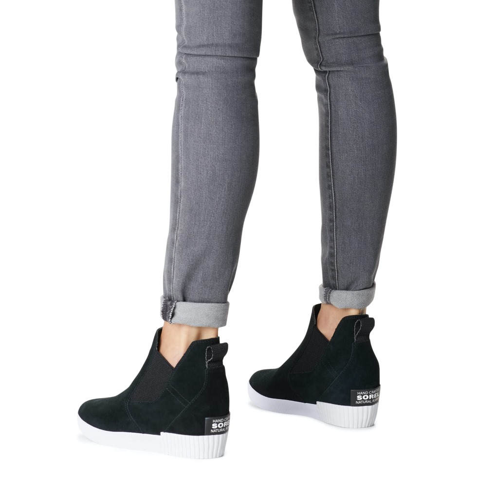 Schwarz Weiß Sorel Schweiz Frauen Out 'n About Slip-on Keilstiefel