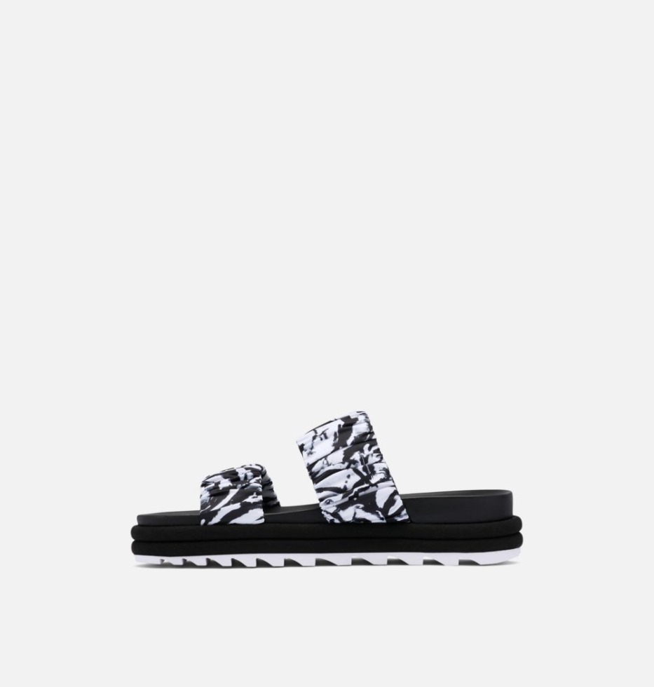 Schwarz-weiße Sandale Roaming Damen Mit Zwei Riemen Sorel Switzerland