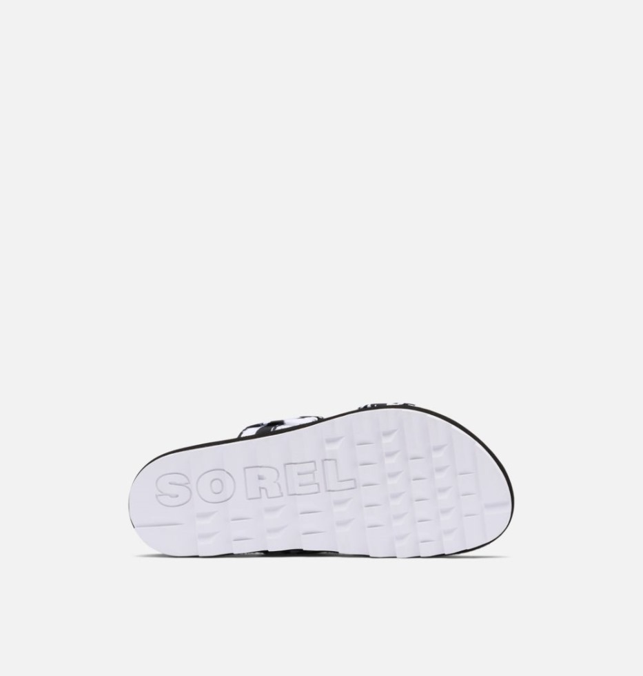 Schwarz-weiße Sandale Roaming Damen Mit Zwei Riemen Sorel Switzerland