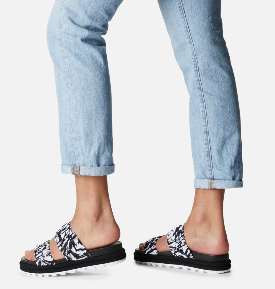 Schwarz-weiße Sandale Roaming Damen Mit Zwei Riemen Sorel Switzerland