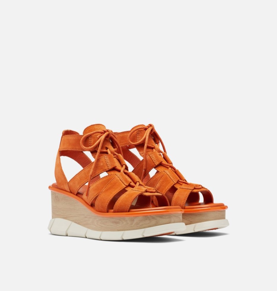 Desert Sun-chalk Sorel Switzerland Joanie Iii Damen-schnürsandale Mit Keilabsatz