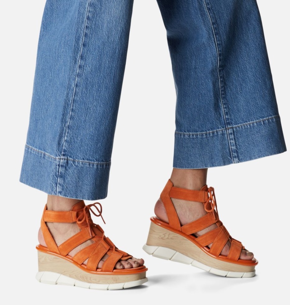 Desert Sun-chalk Sorel Switzerland Joanie Iii Damen-schnürsandale Mit Keilabsatz