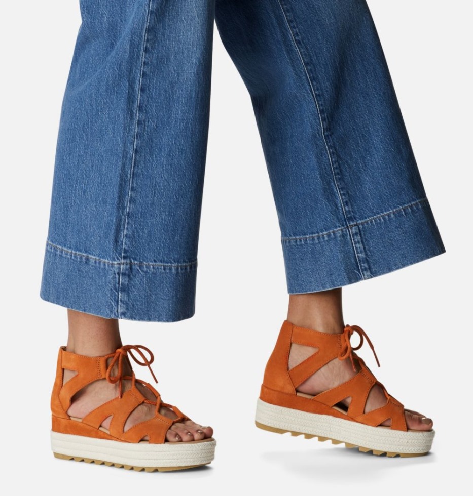 Desert Sun-gum 17 Sorel Switzerland Cameron Flache Keilsandale Aus Spitze Für Damen