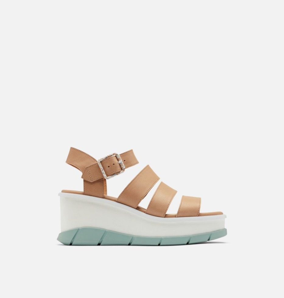 Honour Beige-Crushed Blue Sorel Schweiz Joanie III Keilsandale Mit Knöchelriemen Für Damen