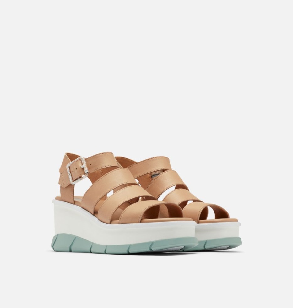 Honour Beige-Crushed Blue Sorel Schweiz Joanie III Keilsandale Mit Knöchelriemen Für Damen