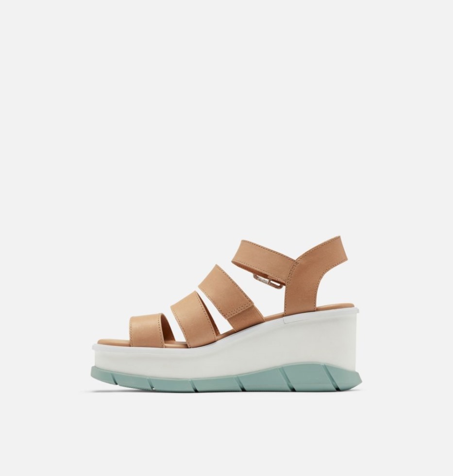 Honour Beige-Crushed Blue Sorel Schweiz Joanie III Keilsandale Mit Knöchelriemen Für Damen