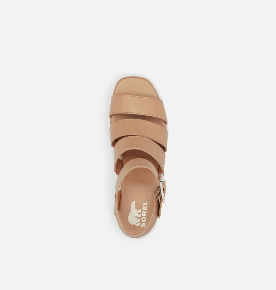 Honour Beige-Crushed Blue Sorel Schweiz Joanie III Keilsandale Mit Knöchelriemen Für Damen