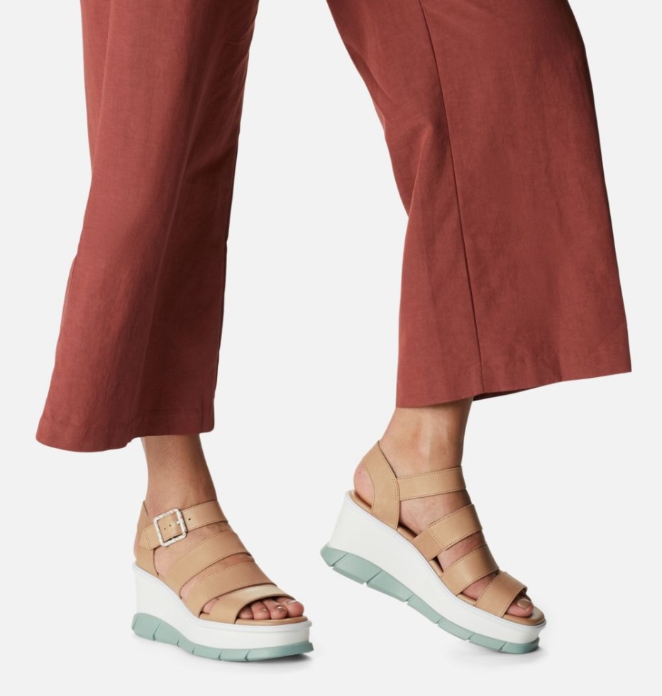 Honour Beige-Crushed Blue Sorel Schweiz Joanie III Keilsandale Mit Knöchelriemen Für Damen