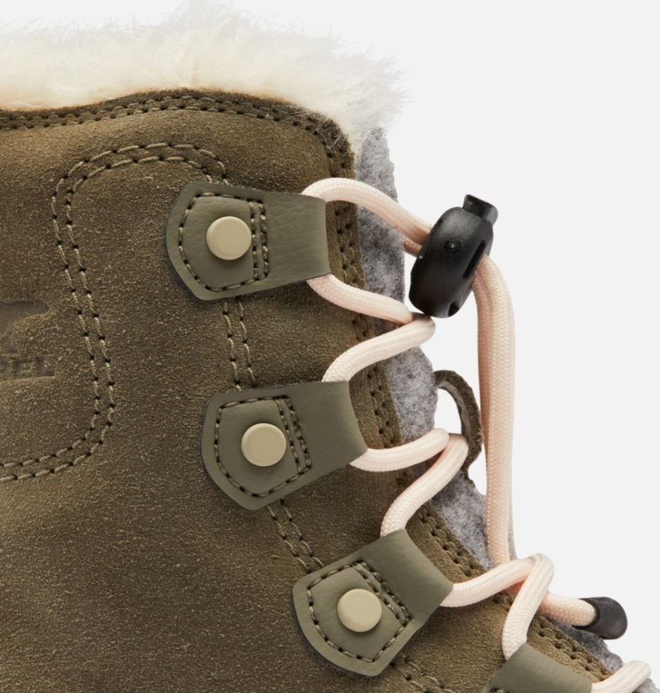 Kids Explorer Lace Winter Boot Sorel Switzerland Stone Green-white Peach