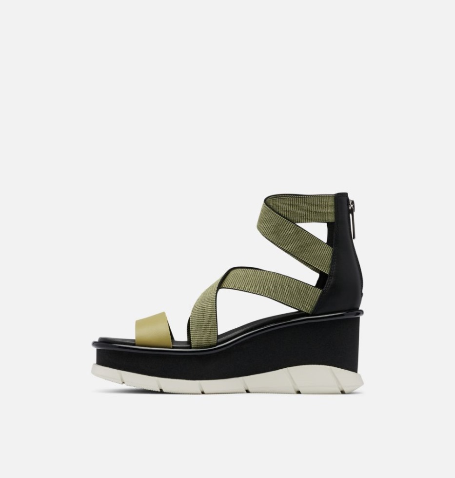 Olivfarben-schwarz Sorel Schweiz Joanie Iii Sportriemen Keilsandale Für Damen