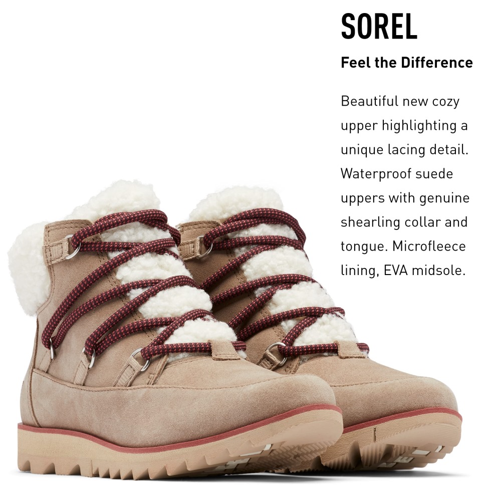 Omega Taupe Ancient Fossil Sorel Schweiz Harlow Lace Gemütlicher Damenstiefel