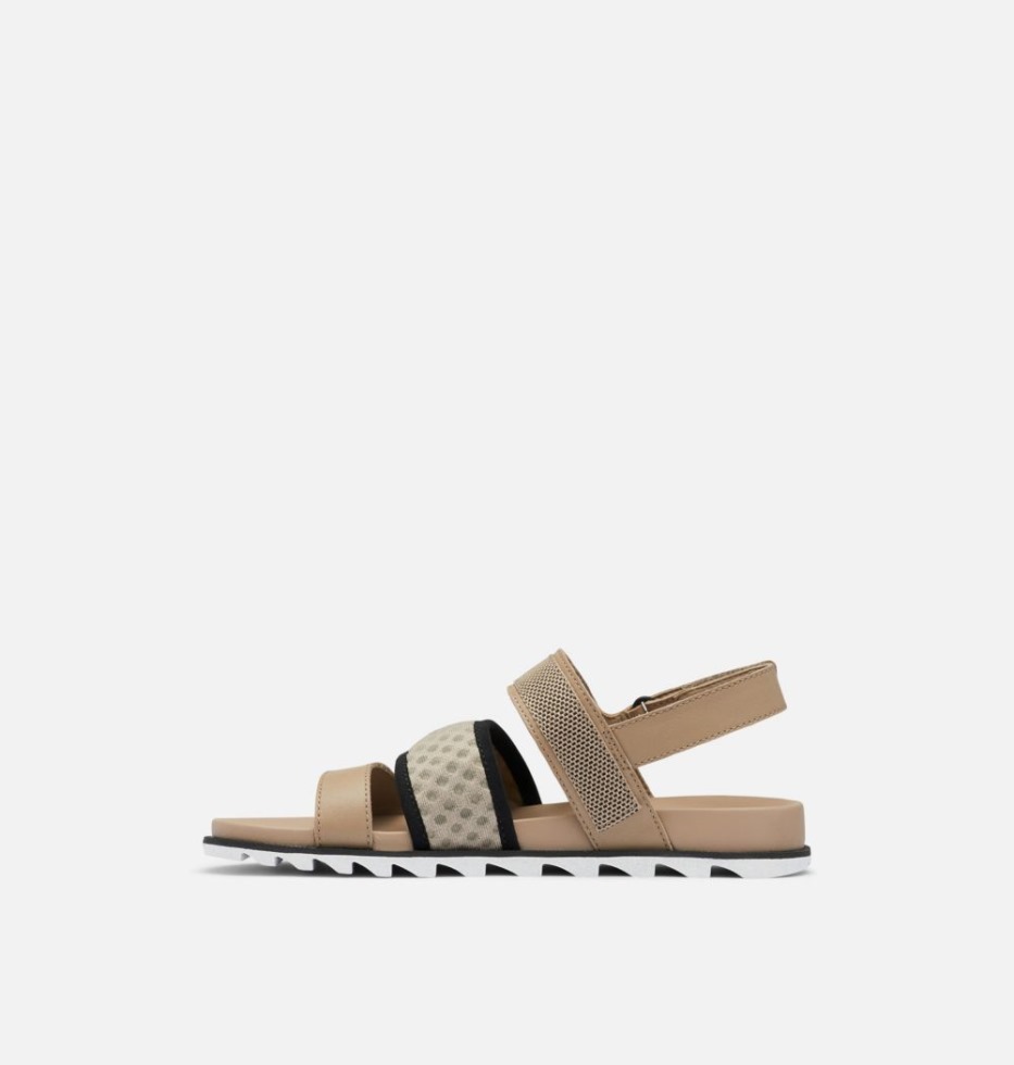 Omega Taupe-black Sorel Switzerland Roaming Decon Slingback Flache Sandale Für Damen