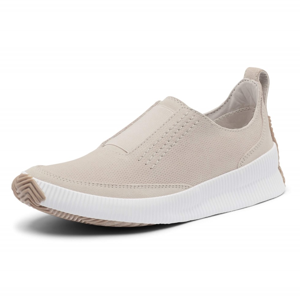 Weicher Taupefarbener Sorel Out 'n About Plus Slip-on-sneaker Aus Wildleder Mit Dicker Gummisohle