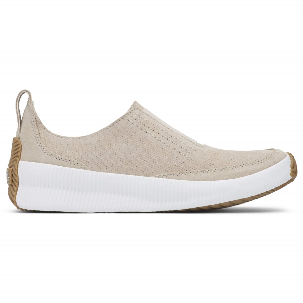 Weicher Taupefarbener Sorel Out 'n About Plus Slip-on-sneaker Aus Wildleder Mit Dicker Gummisohle