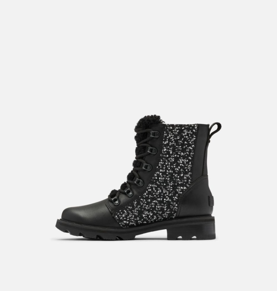 Sorel Switzerland Schwarz-schwarzer Kuscheliger Lennox-schnürstiefel Für Damen