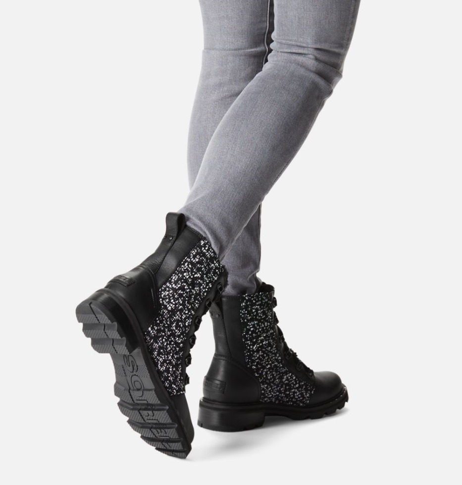 Sorel Switzerland Schwarz-schwarzer Kuscheliger Lennox-schnürstiefel Für Damen