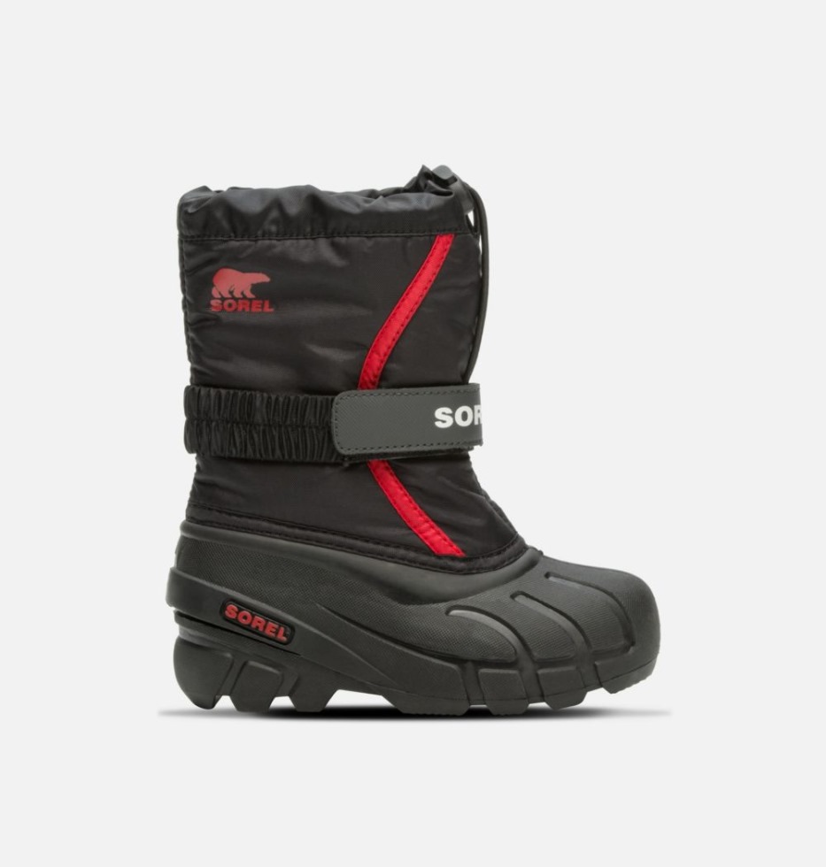 Sorel Switzerland Schwarz-hellroter Flurry Kinderstiefel
