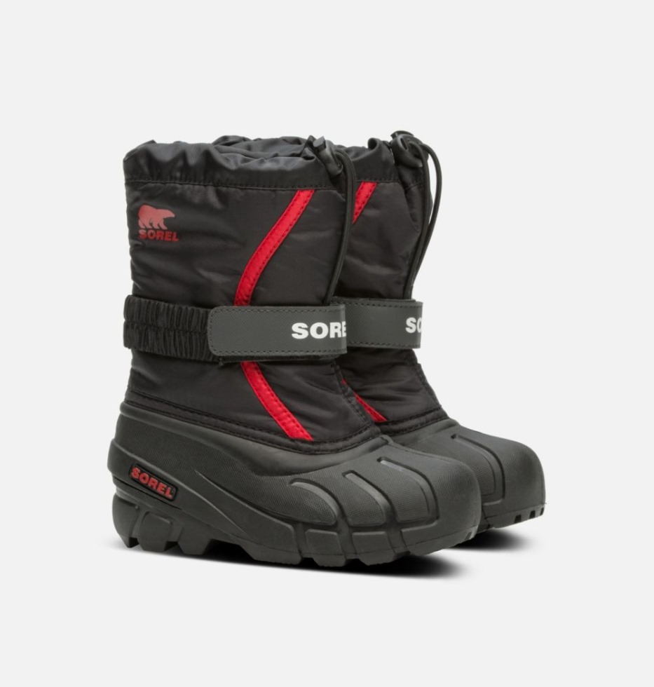 Sorel Switzerland Schwarz-hellroter Flurry Kinderstiefel