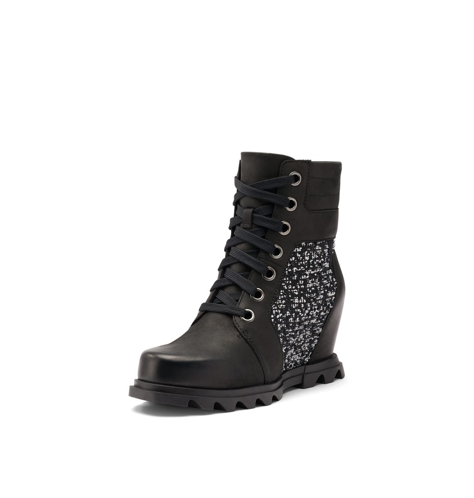 Sorel Black Sea Salt Joan Of Arctic Wedge Iii Lexie Boot Wasserdichte Lederkeilstiefel Für Damen