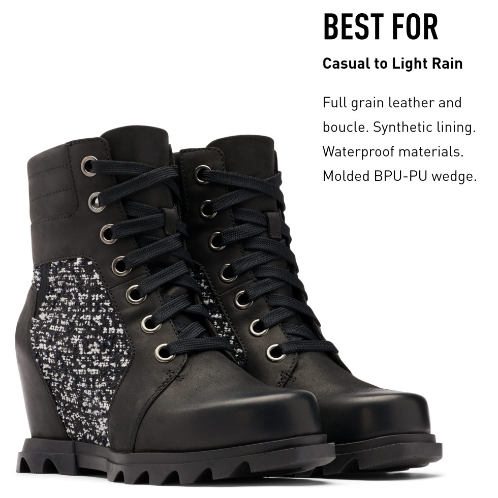 Sorel Black Sea Salt Joan Of Arctic Wedge Iii Lexie Boot Wasserdichte Lederkeilstiefel Für Damen