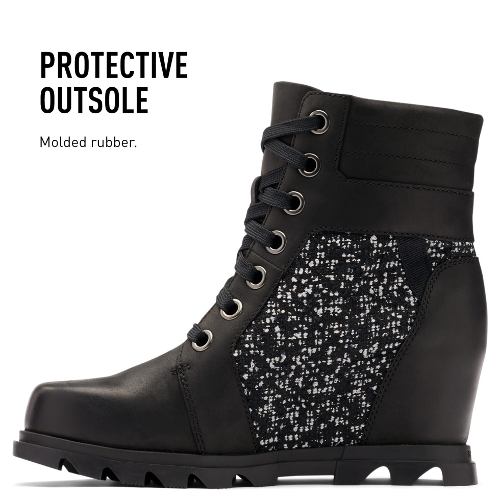 Sorel Black Sea Salt Joan Of Arctic Wedge Iii Lexie Boot Wasserdichte Lederkeilstiefel Für Damen