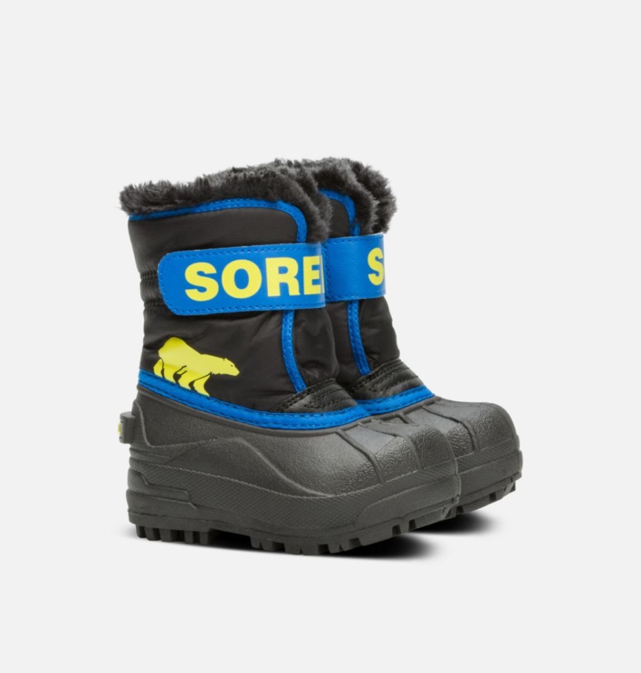 Sorel Switzerland Schwarz-superblauer Snow Commander Stiefel Für Kleinkinder