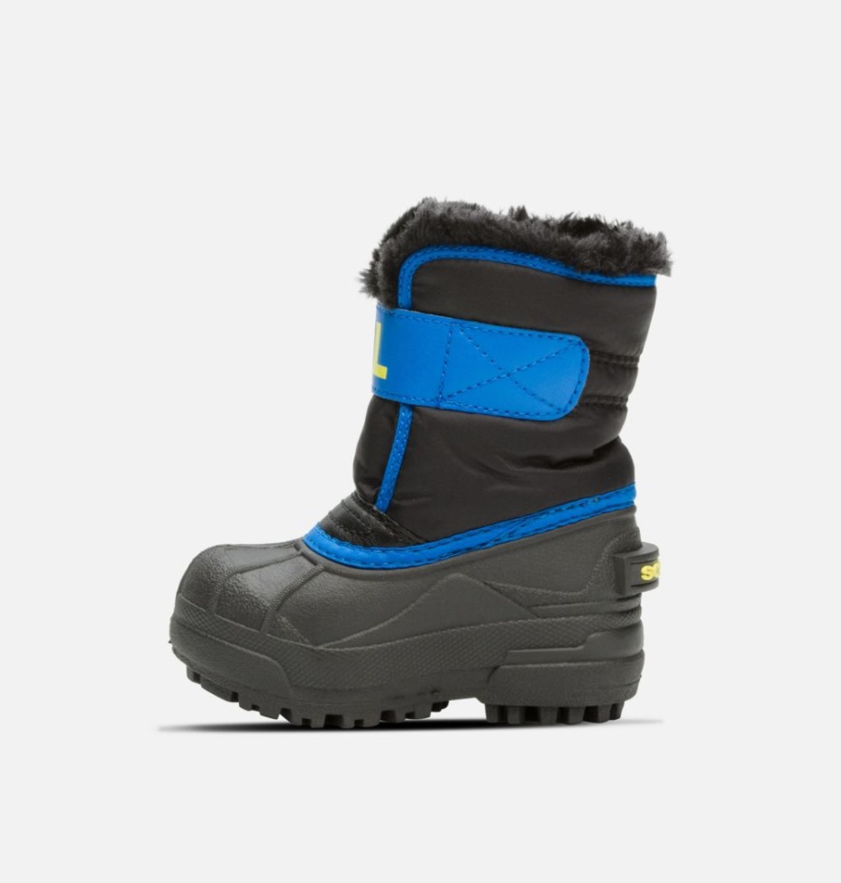 Sorel Switzerland Schwarz-superblauer Snow Commander Stiefel Für Kleinkinder