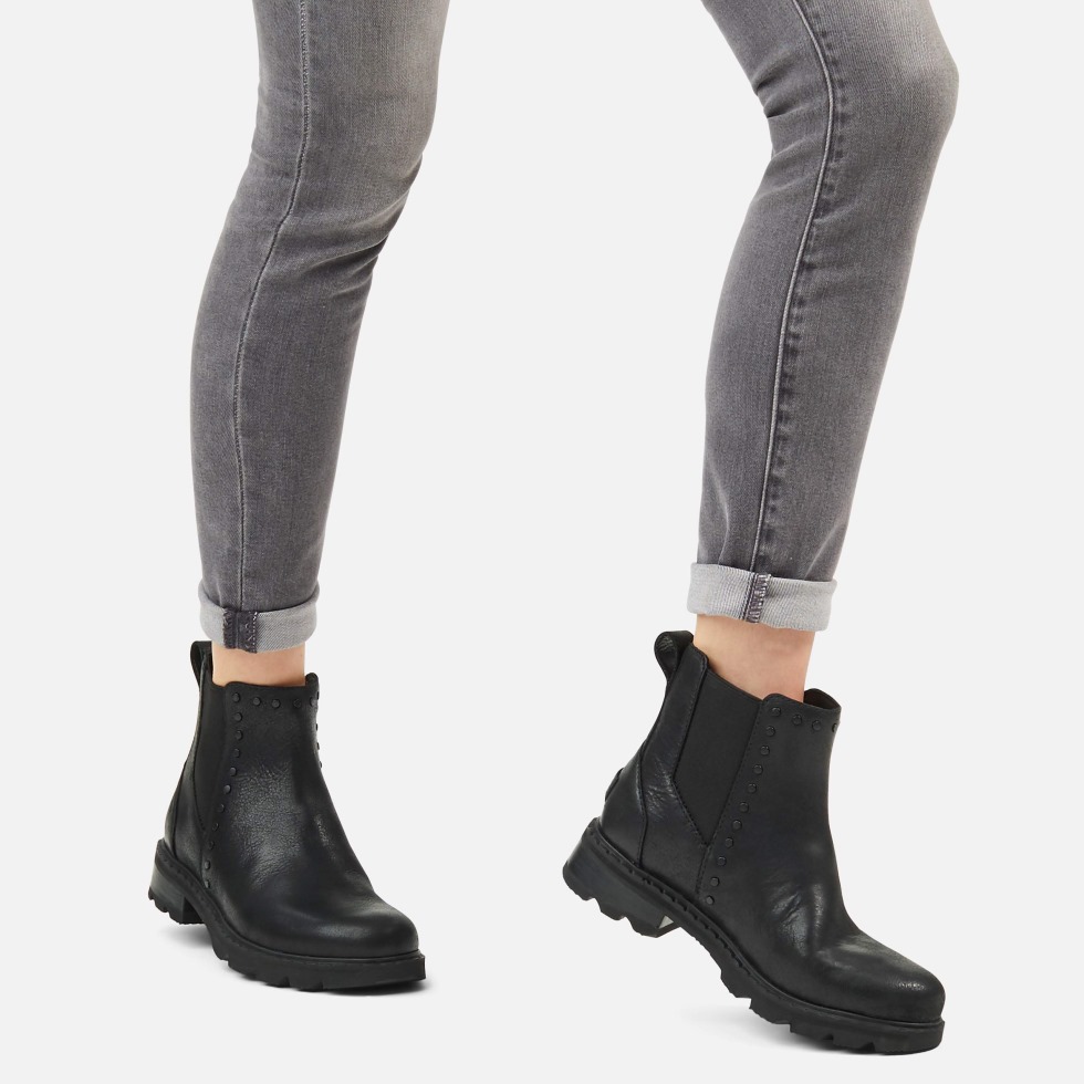 Sorel Switzerland Black Lennox Chelsea Stud Boots Für Damen Wasserdicht