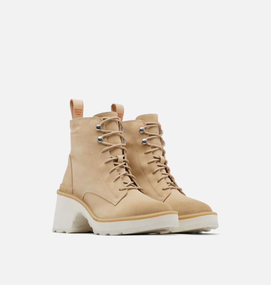 Sorel Switzerland Keramisch-kreide Damenstiefel Mit Hoher Linie Und Spitze Und Absatz