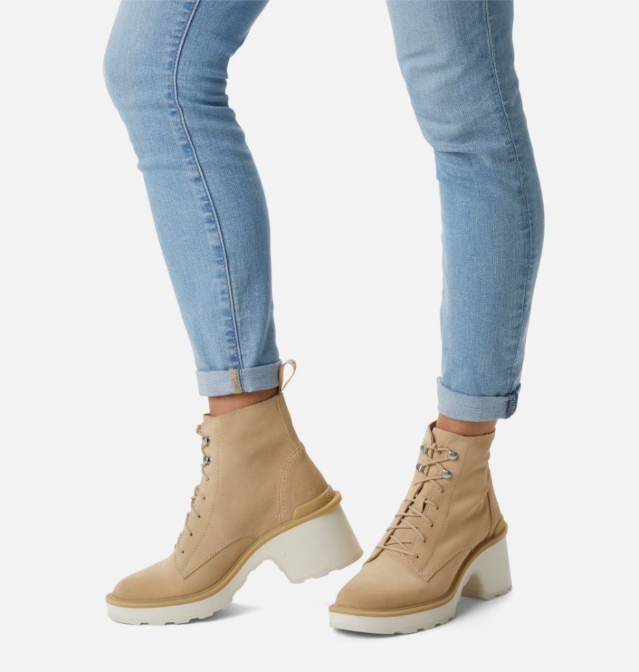 Sorel Switzerland Keramisch-kreide Damenstiefel Mit Hoher Linie Und Spitze Und Absatz