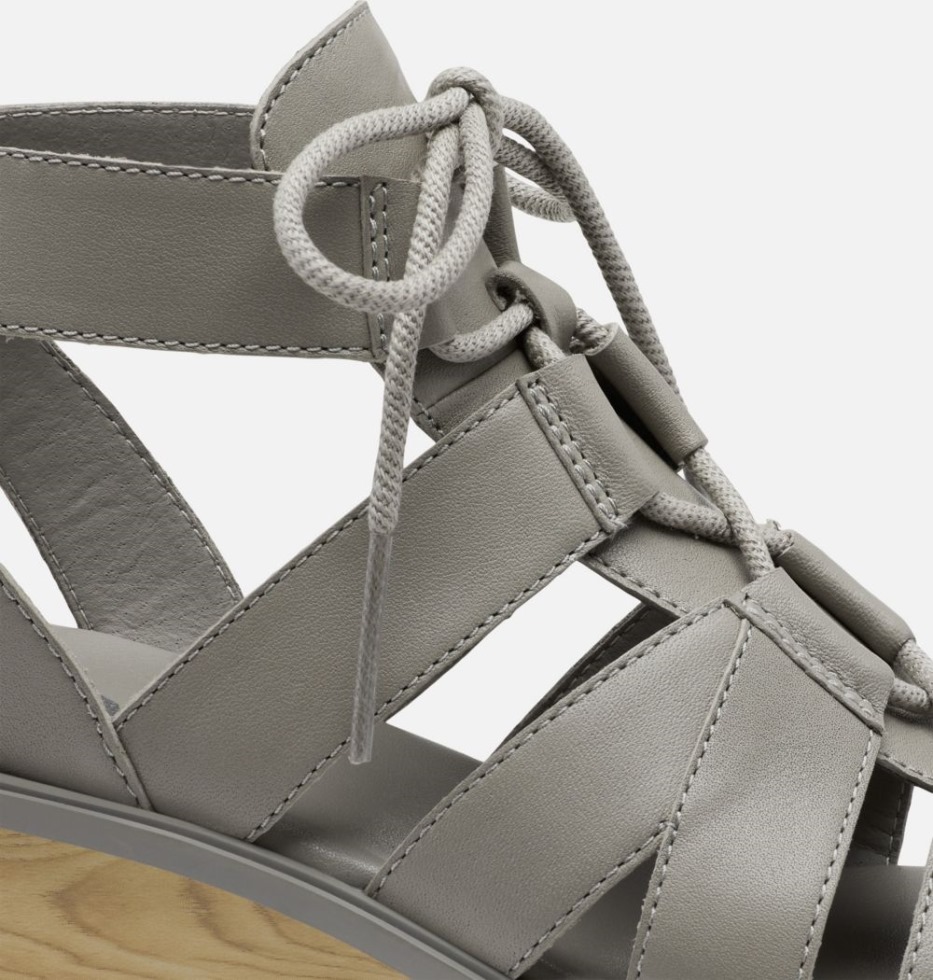 Sorel Switzerland Chrome Grau-weiße Joanie Iii Spitze Keilsandale Für Damen