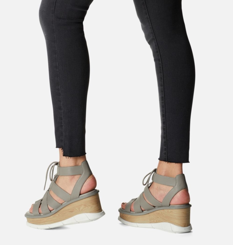 Sorel Switzerland Chrome Grau-weiße Joanie Iii Spitze Keilsandale Für Damen