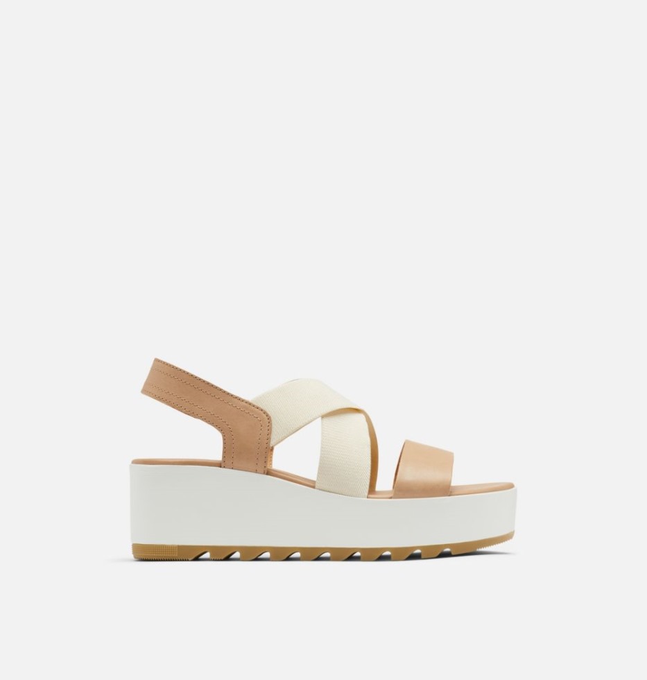 Sorel Switzerland Cameron Flache Keilsandale Mit Keilriemen Für Damen In Beige-kreide