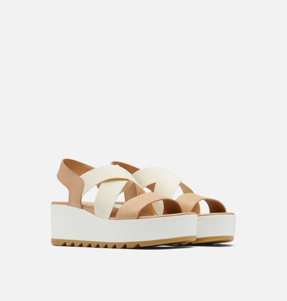 Sorel Switzerland Cameron Flache Keilsandale Mit Keilriemen Für Damen In Beige-kreide