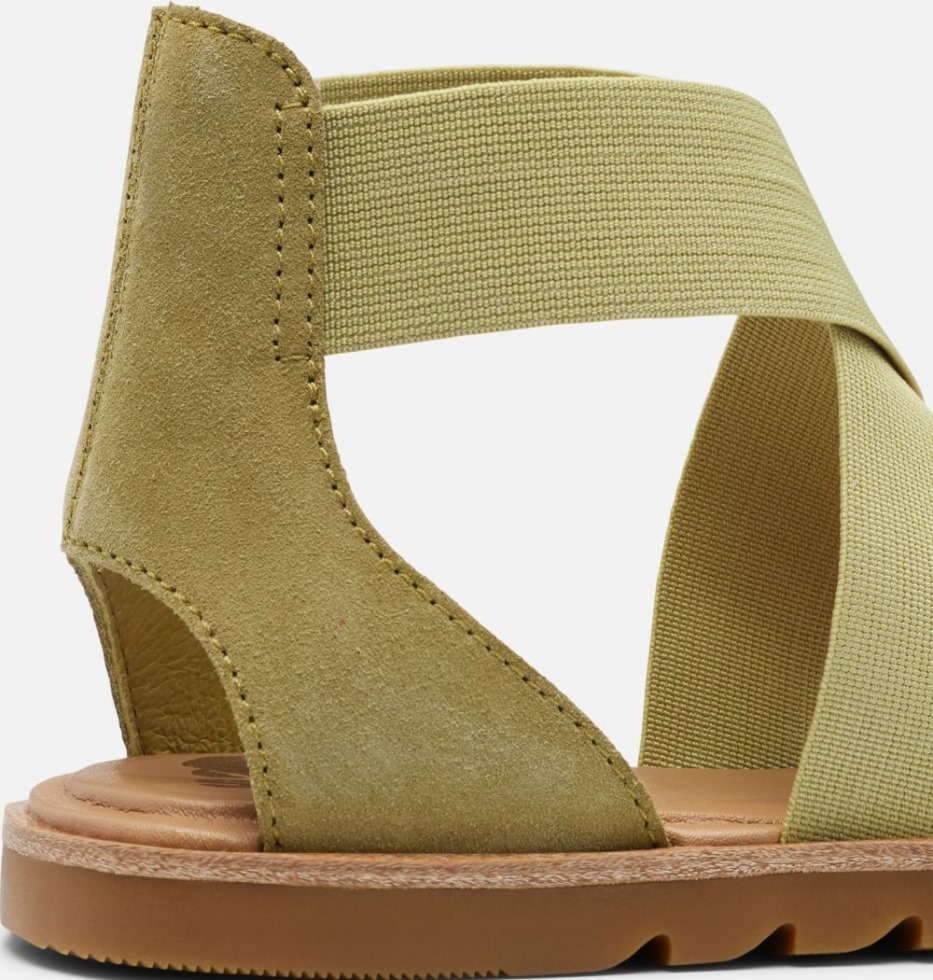 Sorel Switzerland Ella Ii Flache Damensandale In Olive Shade-chalk