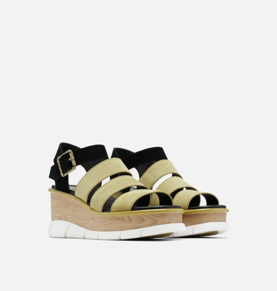 Sorel Switzerland Olive Shade-white Joanie Iii Keilsandale Mit Knöchelriemen Für Damen