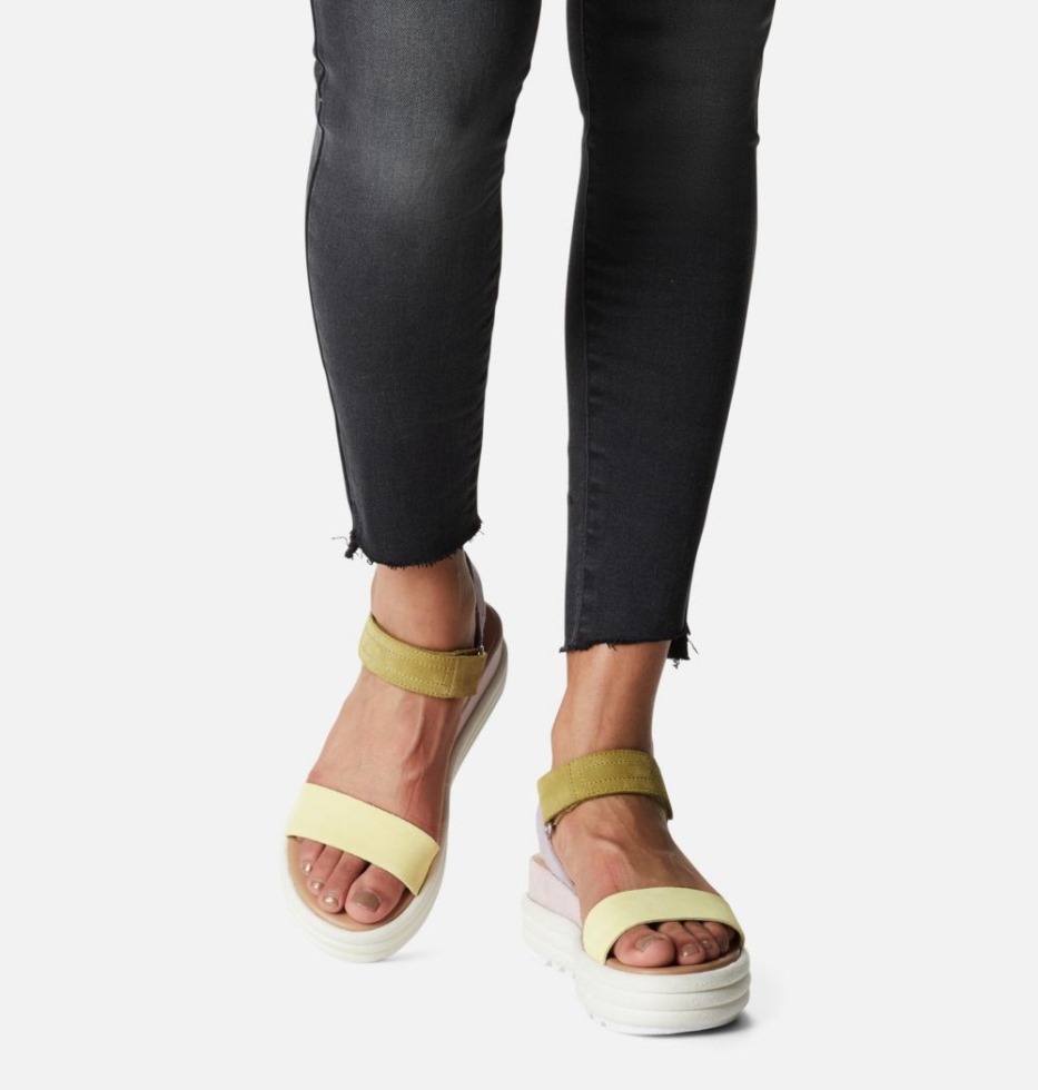 Sorel Switzerland Cameron Flache Keilsandale In Gelb-kreide Für Damen