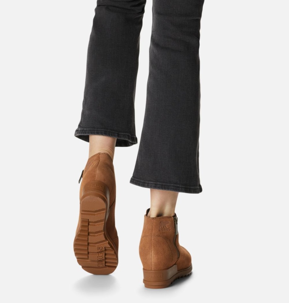 Sorel Switzerland Samt Tan Damen Evie Reißverschluss Keilstiefelette