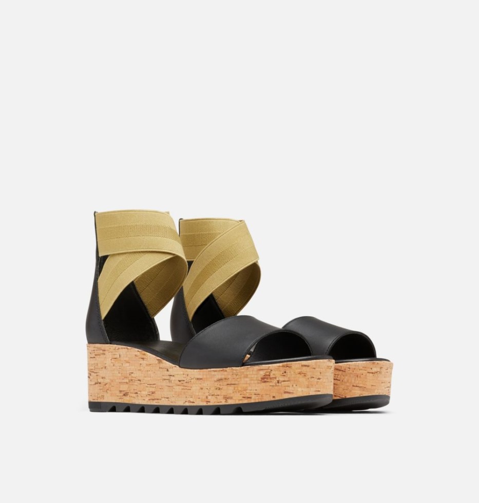 Sorel Switzerland Cameron Flatform Fesselriemchen Keilsandale Schwarz-oliv Für Damen