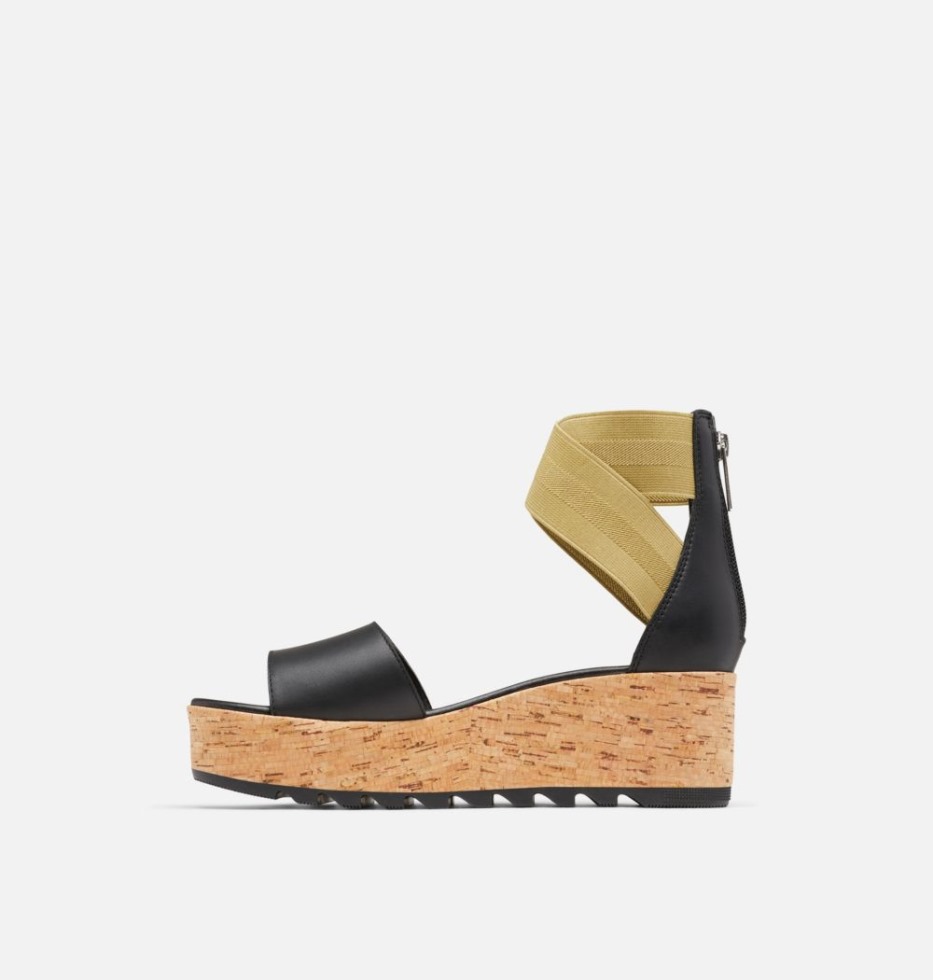 Sorel Switzerland Cameron Flatform Fesselriemchen Keilsandale Schwarz-oliv Für Damen