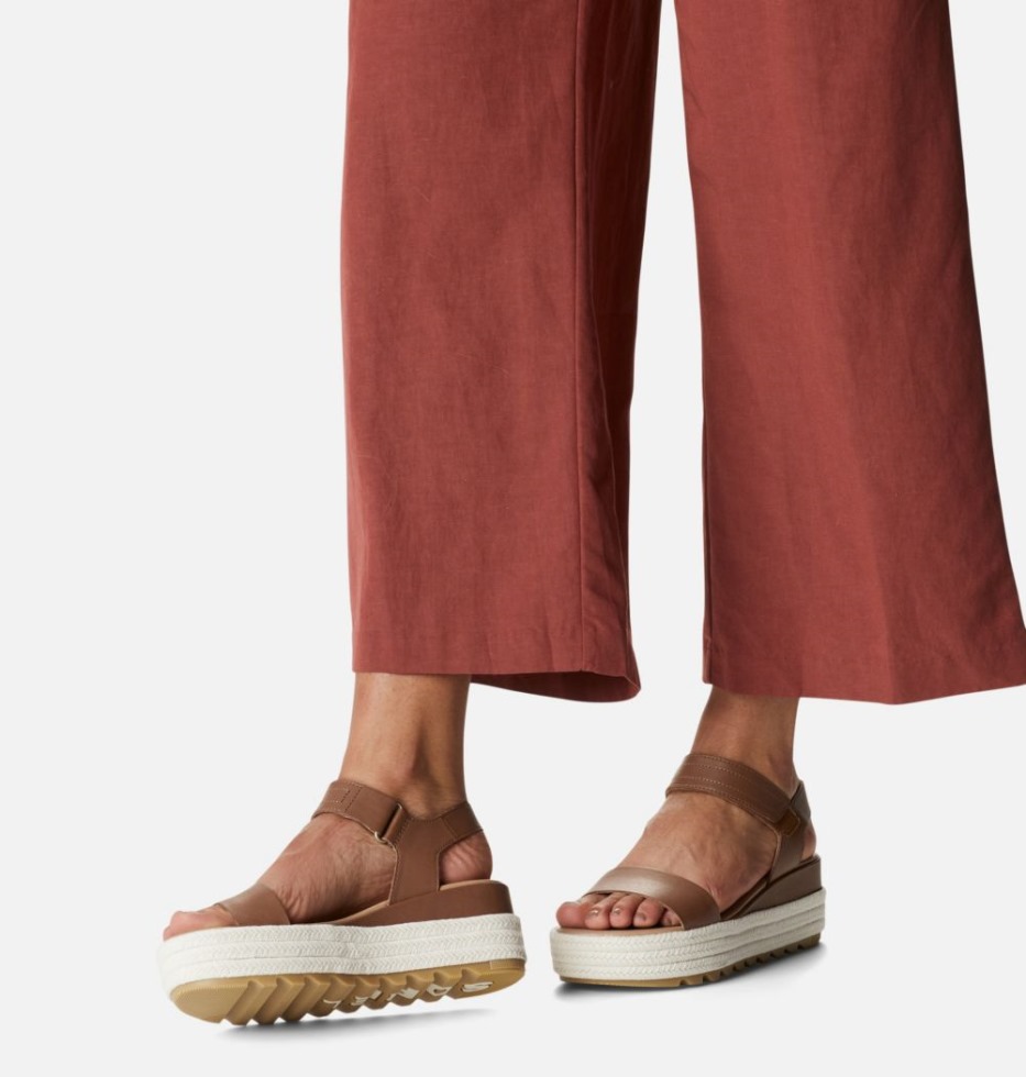 Sorel Switzerland Cameron Flache Keilsandale Samt Tan-chalk Für Damen