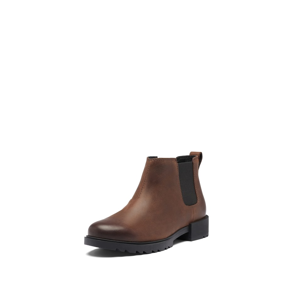 Sorel Emelie Ii Chelsea Boot Wasserdichte Lederregenstiefel Für Damen Schwarz Gefallen